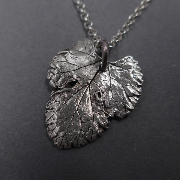 Mulberry Leaf Pendant in Fine Silver