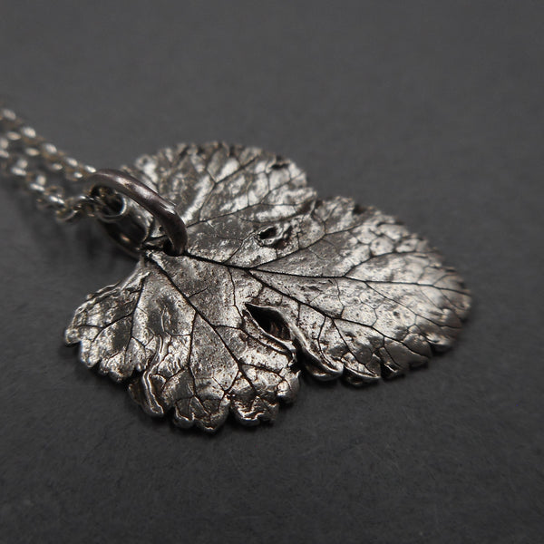 Mulberry Leaf Pendant in Fine Silver