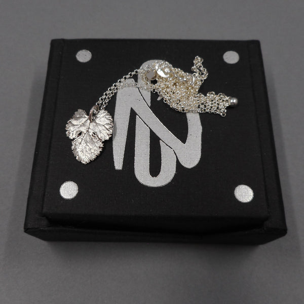 Mulberry Leaf Pendant in Fine Silver
