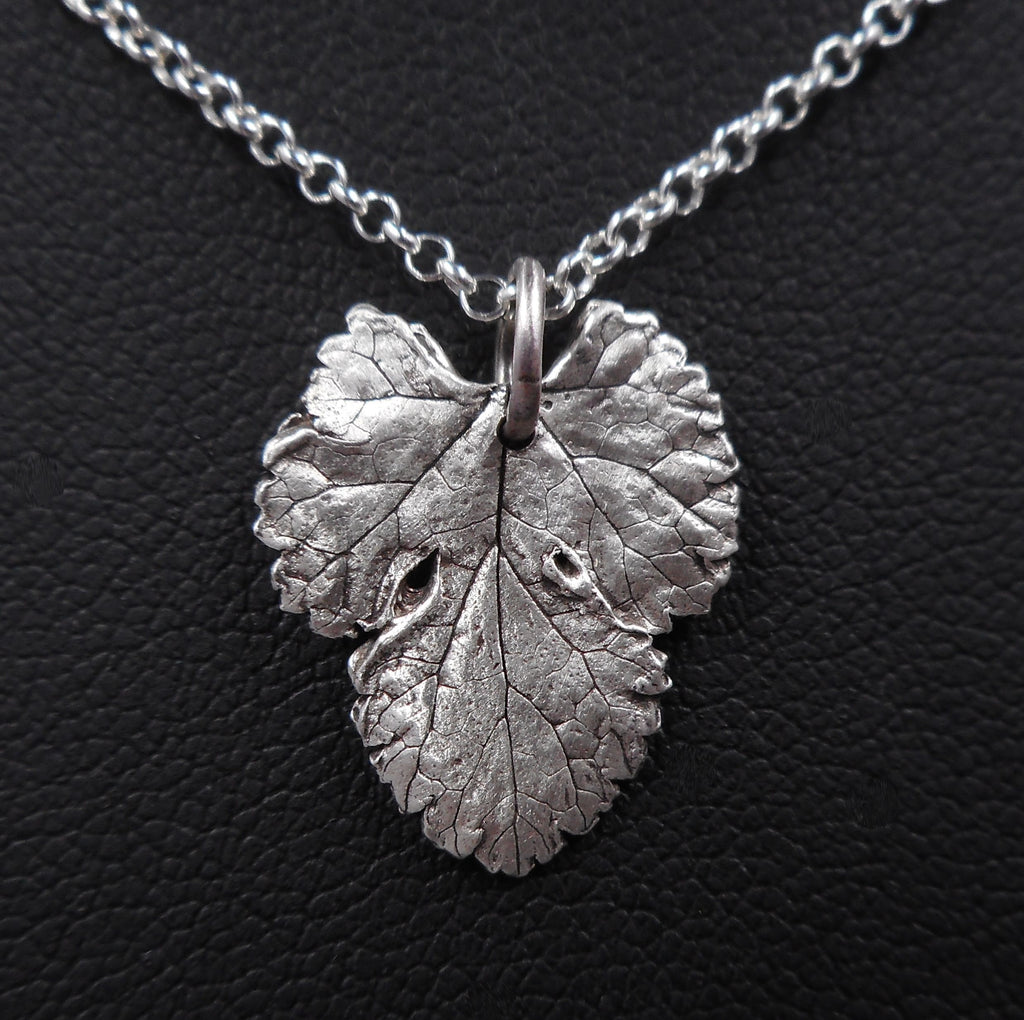 Mulberry Leaf Pendant in Fine Silver