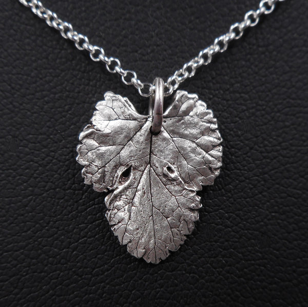 Mulberry Leaf Pendant in Fine Silver
