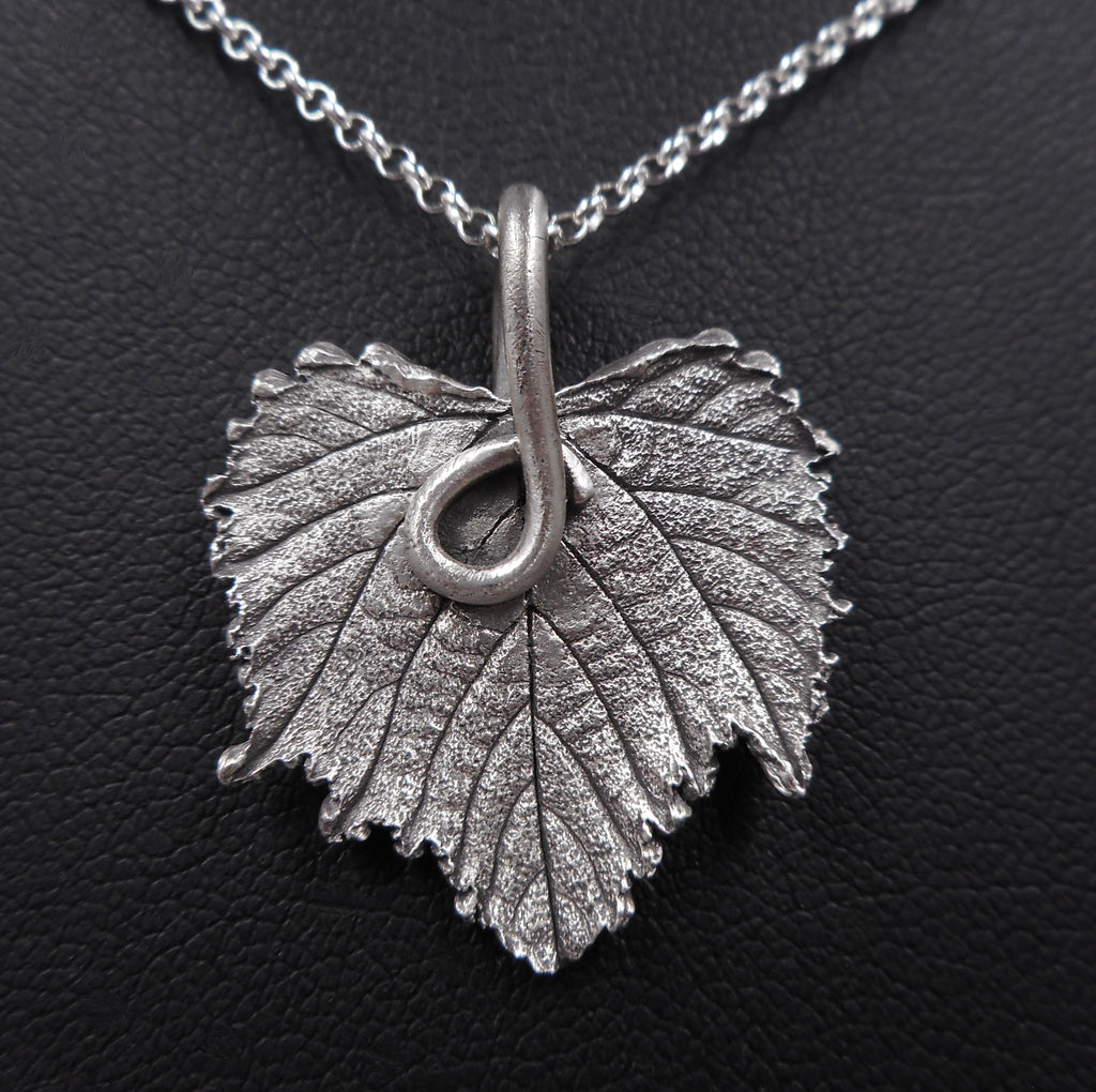 Grape Leaf Pendant in Fine Silver