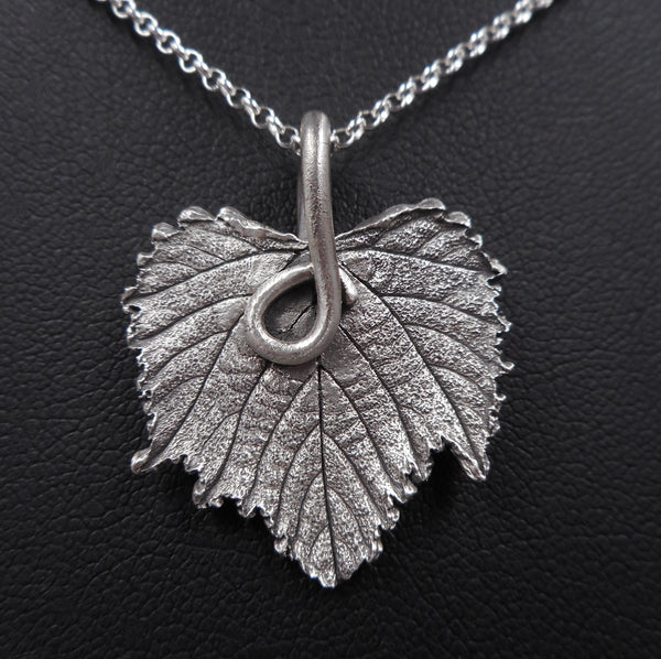Grape Leaf Pendant in Fine Silver