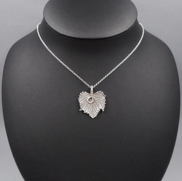 Grape Leaf Pendant in Fine Silver