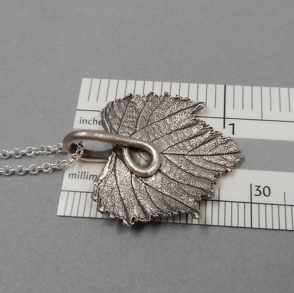 Grape Leaf Pendant in Fine Silver