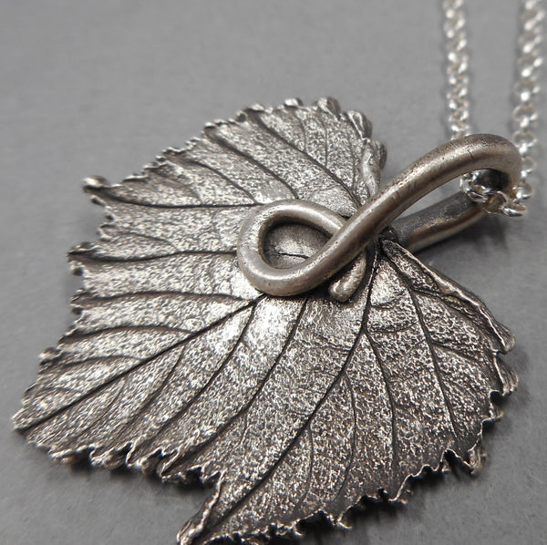 Grape Leaf Pendant in Fine Silver