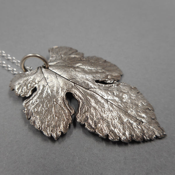 Mulberry Leaf Pendant in Fine Silver