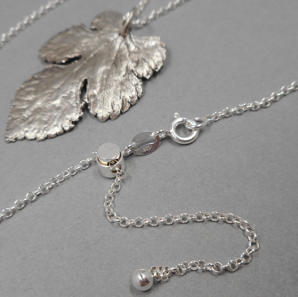 Mulberry Leaf Pendant in Fine Silver