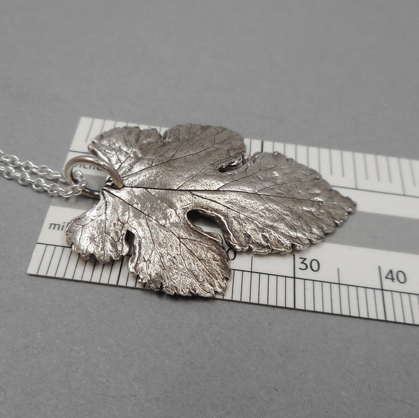 Mulberry Leaf Pendant in Fine Silver