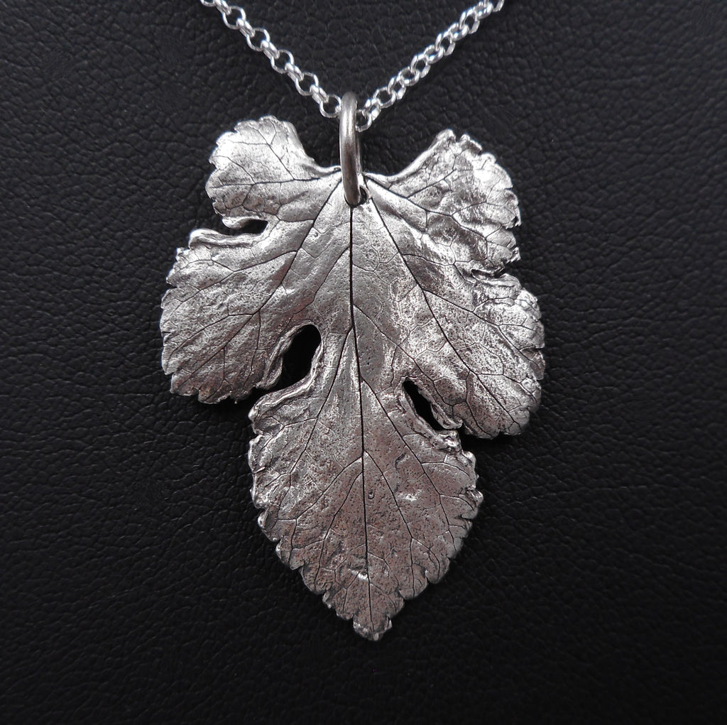 Mulberry Leaf Pendant in Fine Silver