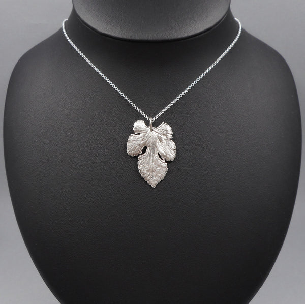 Mulberry Leaf Pendant in Fine Silver