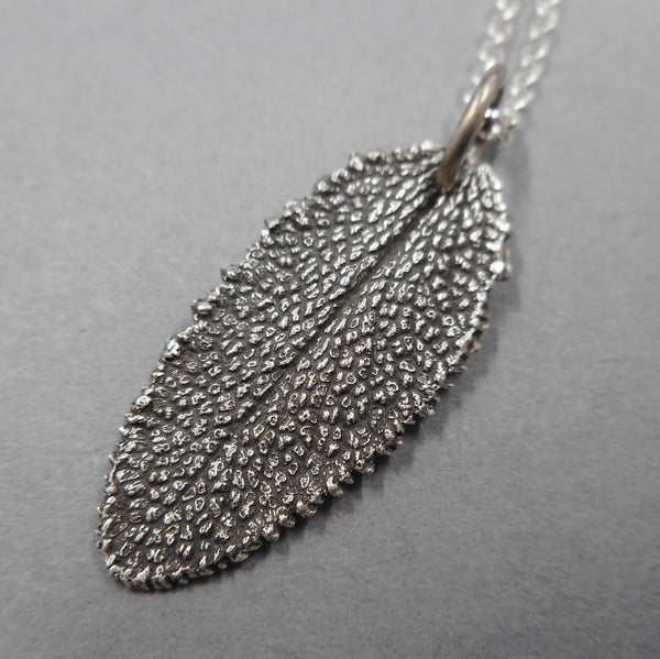 Sage Leaf Pendant in Fine Silver