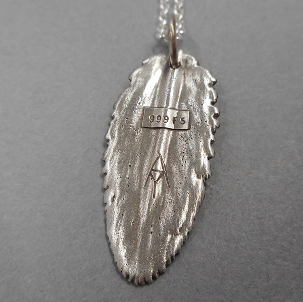 Sage Leaf Pendant in Fine Silver