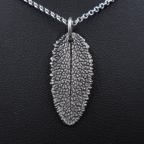 Sage Leaf Pendant in Fine Silver