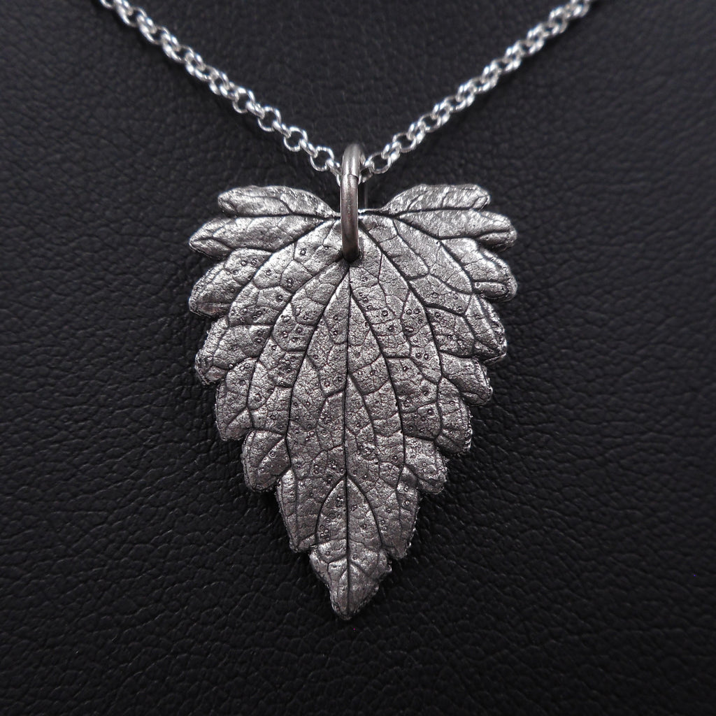 Catnip Leaf Pendant in Fine Silver