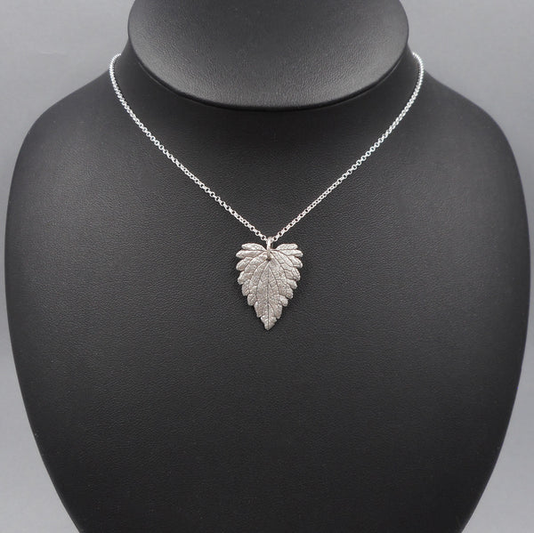 Catnip Leaf Pendant in Fine Silver