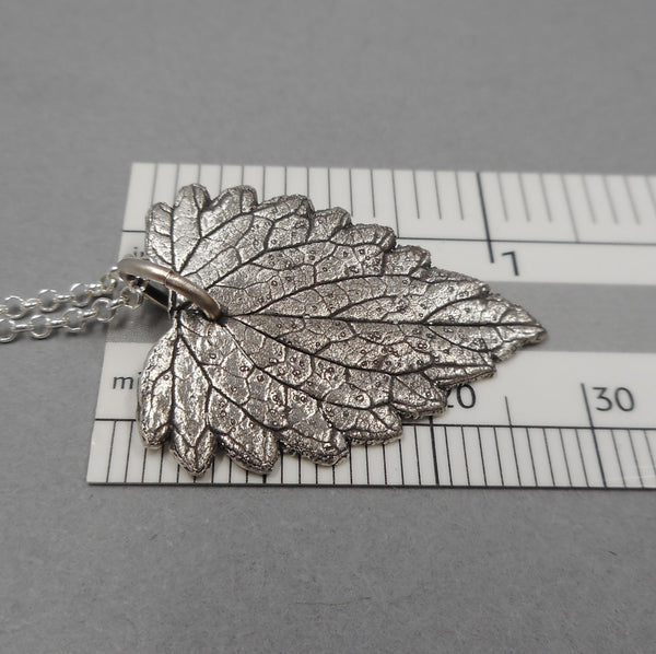 Catnip Leaf Pendant in Fine Silver