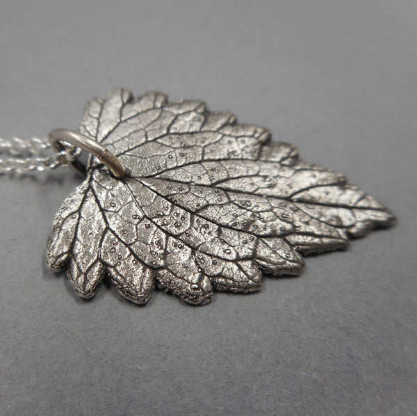 Catnip Leaf Pendant in Fine Silver