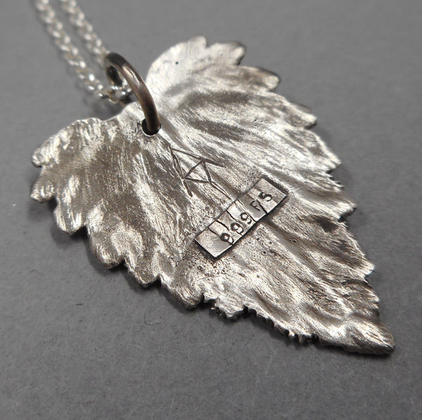 Catnip Leaf Pendant in Fine Silver