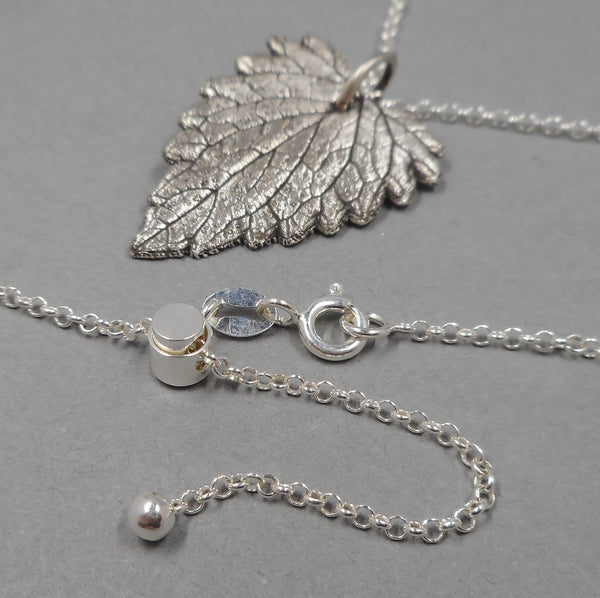 Catnip Leaf Pendant in Fine Silver