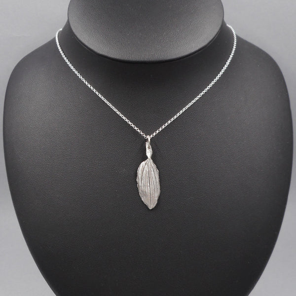 Peruvian Lily Leaf Pendant in Fine Silver