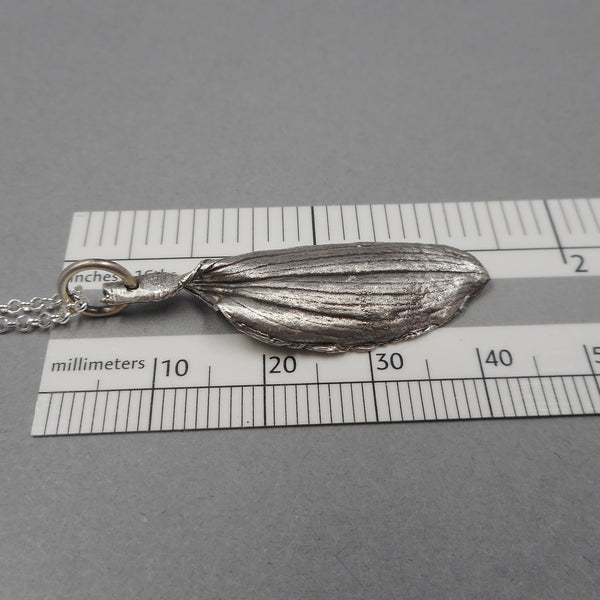 Peruvian Lily Leaf Pendant in Fine Silver