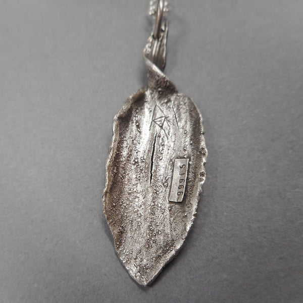 Peruvian Lily Leaf Pendant in Fine Silver