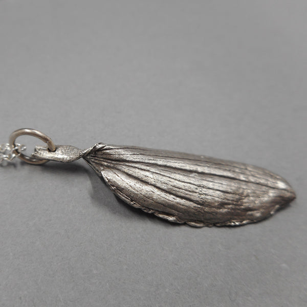 Peruvian Lily Leaf Pendant in Fine Silver