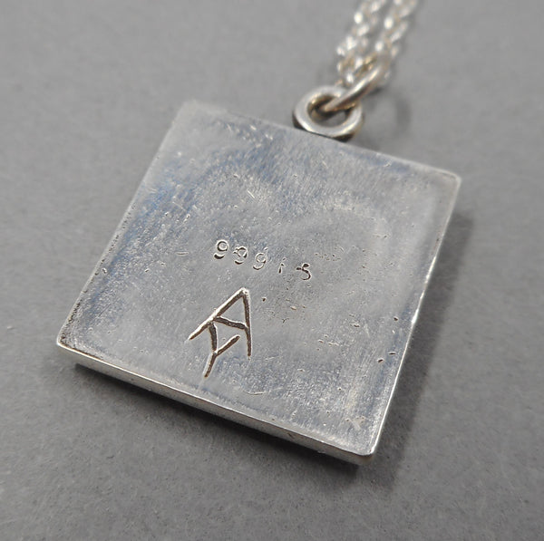 Industrial Heart Symbol Pendant in Fine Silver & 18k Rose Gold