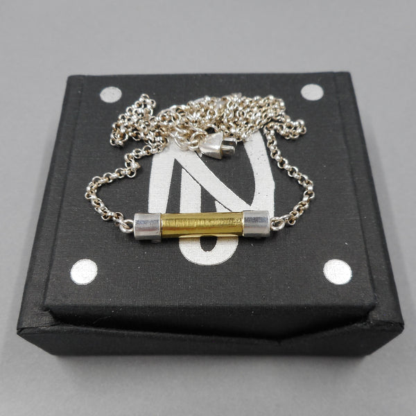 Fuse Necklace on top of Gift Box from Forged Mettle Jewelry