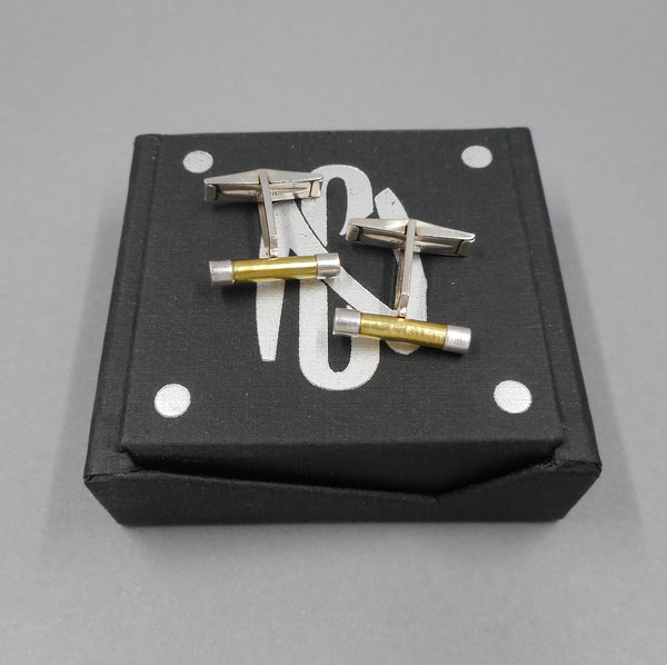 Fuse Cuff Links on Top of Gift Back from PartsbyNC