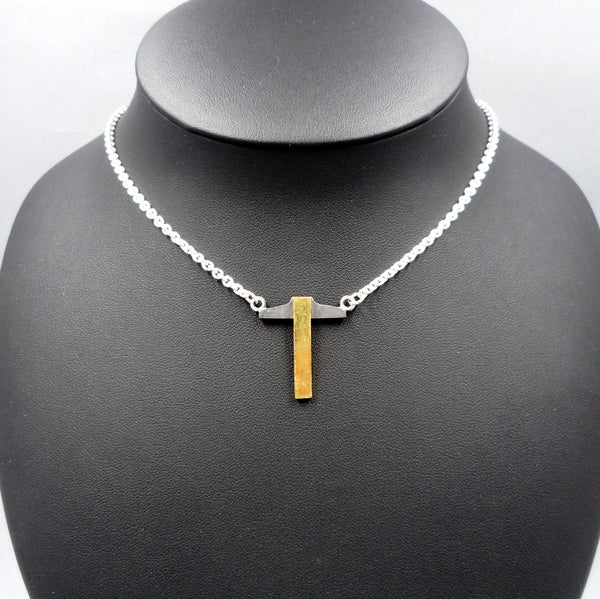T-Square necklace on bust from Forged Mettle Jewelry