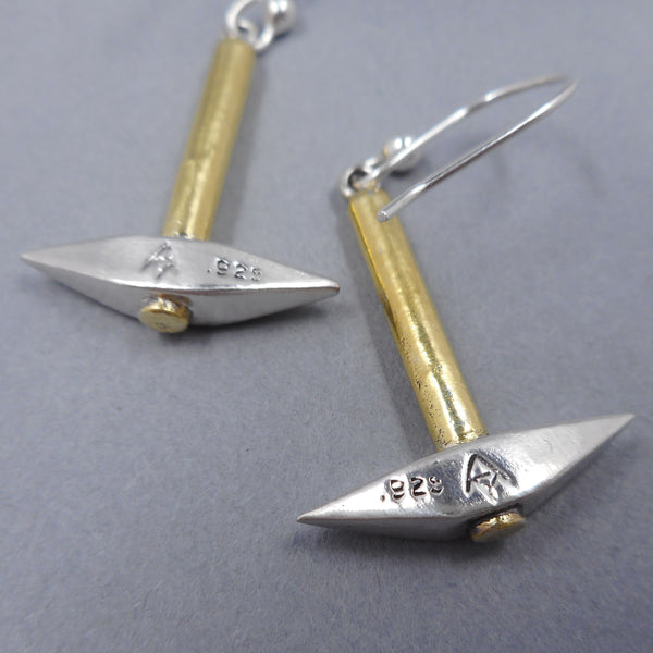 Siolid Sterling Silver Pickaxe Earrings from Forged Mettle Jewelry