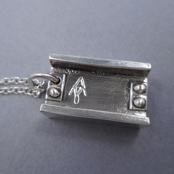 Back Side of I-Beam small necklace from Forged Mettle Jewelry