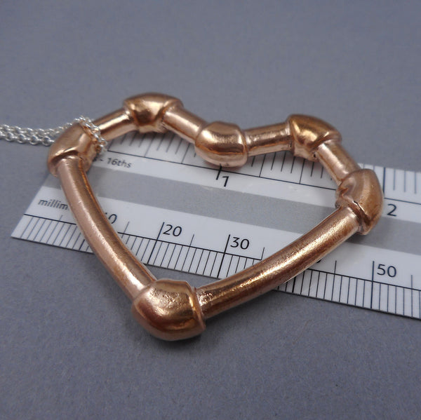 Size of Copper pipe heartfrom Forged Mettle Jewelry