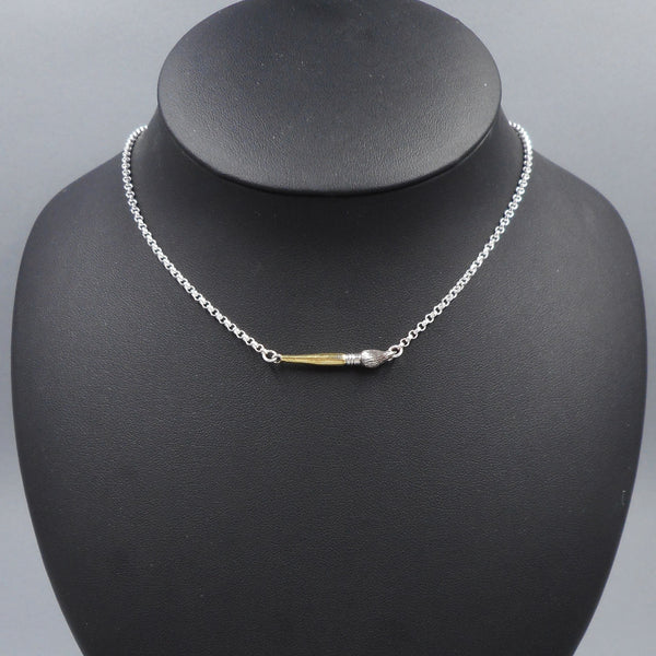 Paintbrush Necklace on bust from Forged Mettle Jewelry