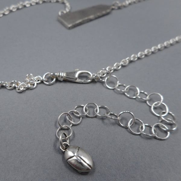 Lobster Claw Clasp on Obelisk Necklace from Forged Mettle Jewelry