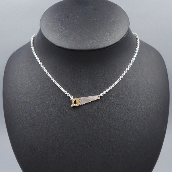 Hand Saw Necklace on Bust from Forged Mettle Jewelry
