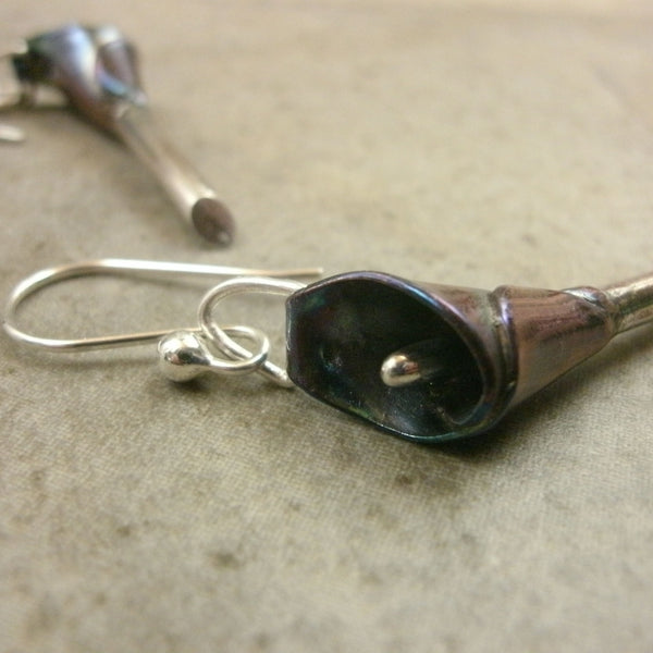 Calla Lily Earrings in Fine Silver - PartsbyNC Industrial Jewelry