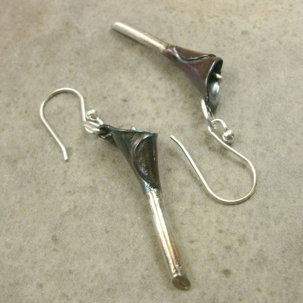 Calla Lily Earrings in Fine Silver - PartsbyNC Industrial Jewelry