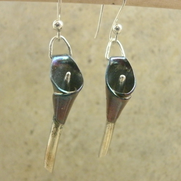 Calla Lily Earrings in Fine Silver - PartsbyNC Industrial Jewelry