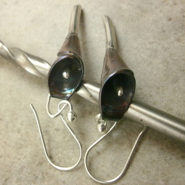 Calla Lily Earrings in Fine Silver - PartsbyNC Industrial Jewelry