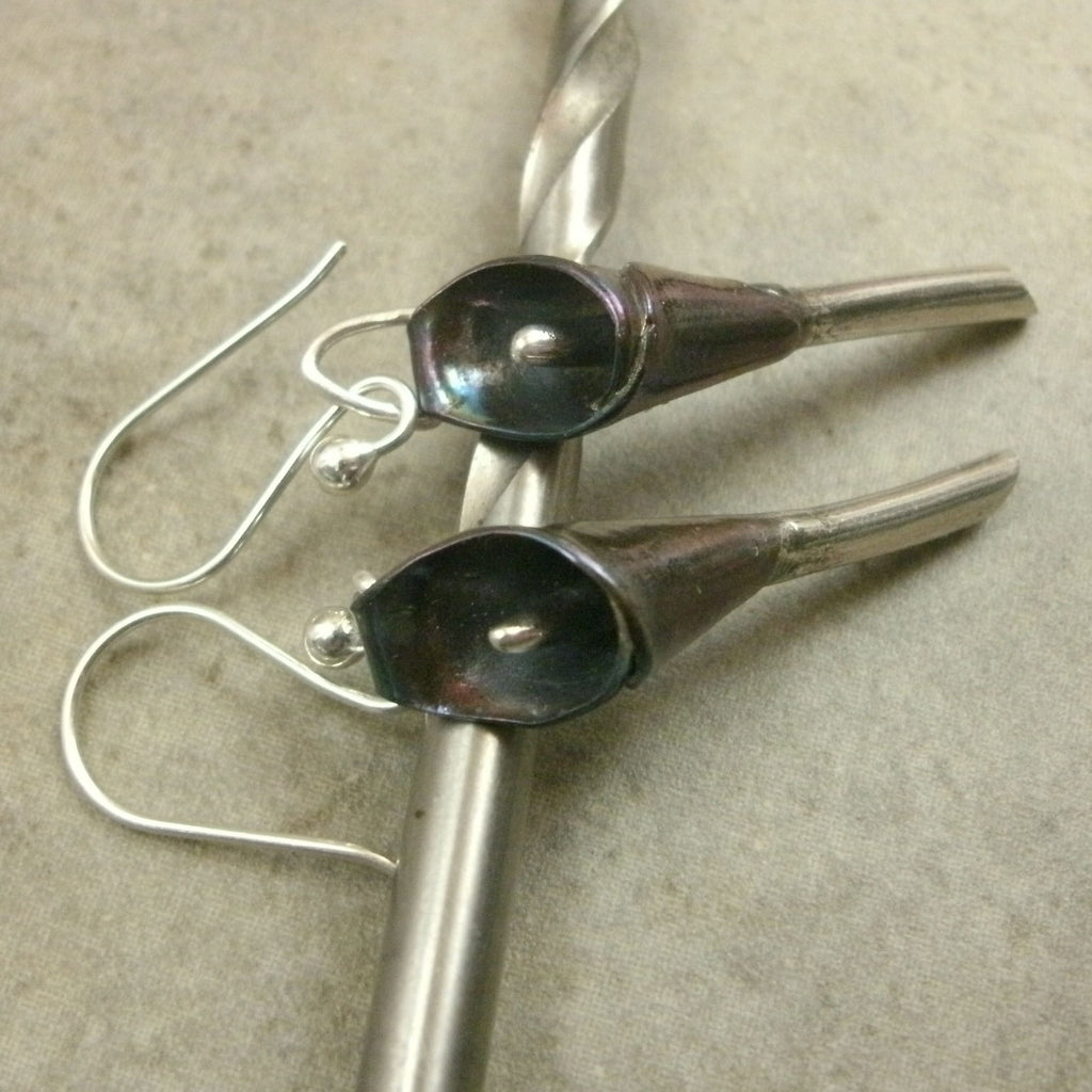 Calla Lily Earrings in Fine Silver - PartsbyNC Industrial Jewelry