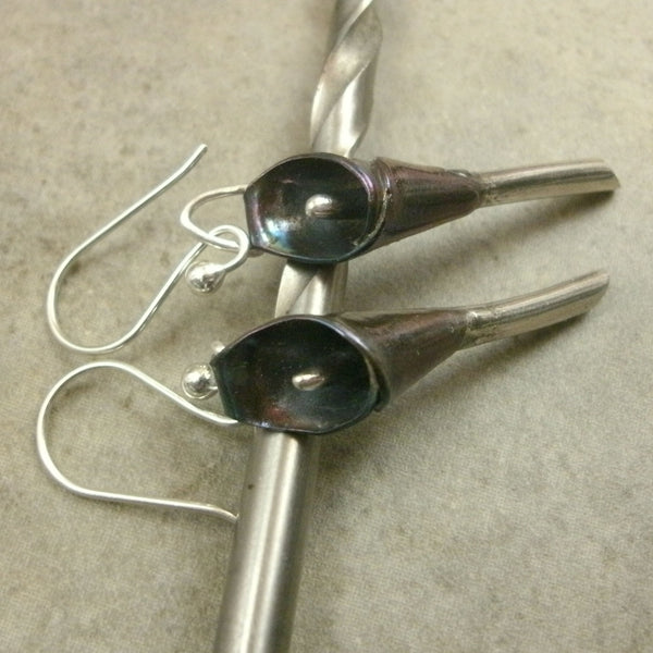 Calla Lily Earrings in Fine Silver - PartsbyNC Industrial Jewelry