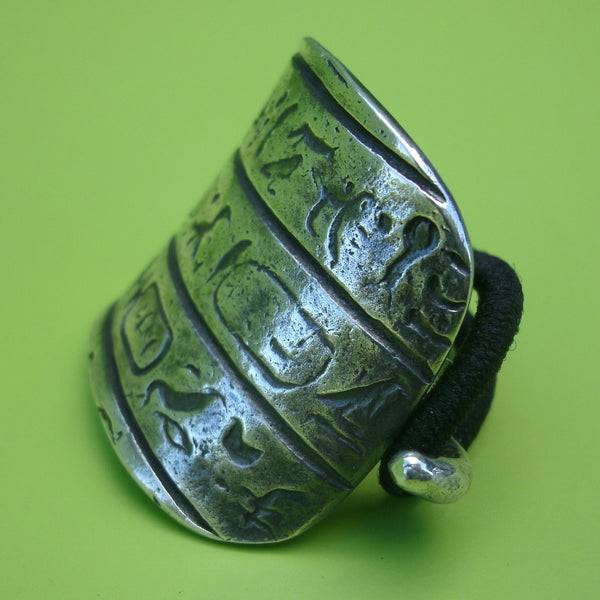 Hieroglyphic Ponytail Holder in Sterling Silver - PartsbyNC Industrial Jewelry