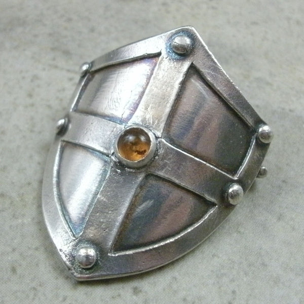 Shield with Rivets Ponytail Holder in Fine Silver - PartsbyNC Industrial Jewelry