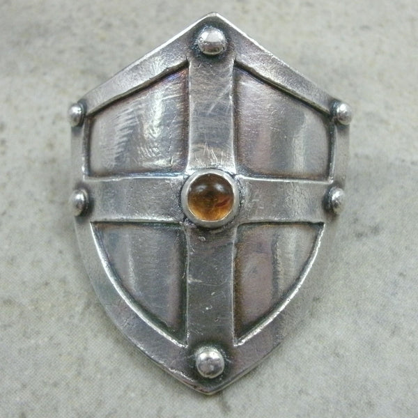 Shield with Rivets Ponytail Holder in Fine Silver - PartsbyNC Industrial Jewelry