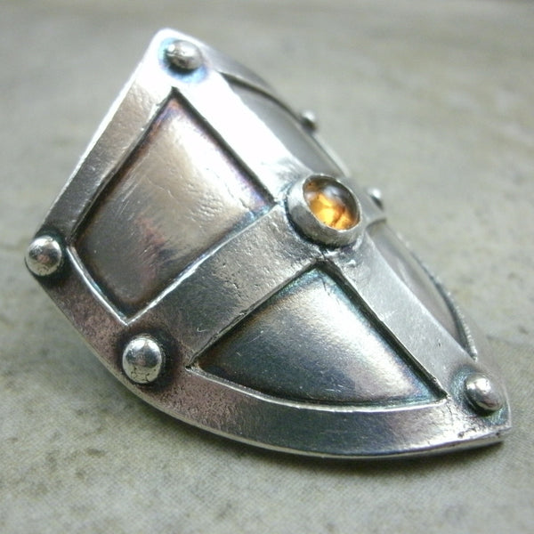 Shield with Rivets Ponytail Holder in Fine Silver - PartsbyNC Industrial Jewelry