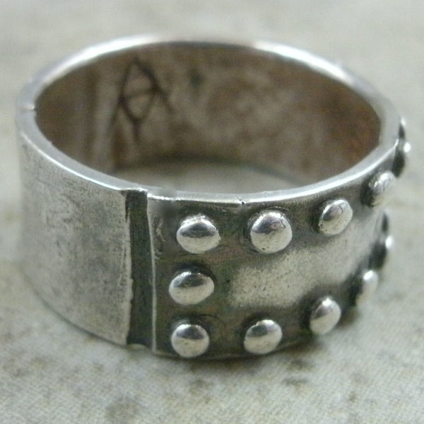 Riveted Metal Plate Ring in Fine Silver - PartsbyNC Industrial Jewelry