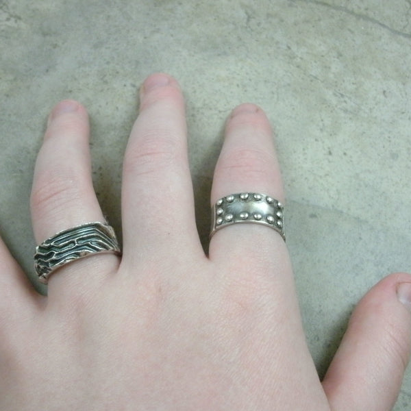 Riveted Metal Plate Ring in Fine Silver - PartsbyNC Industrial Jewelry